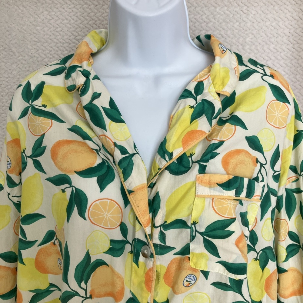Old Navy Women Top XL Tall Citrus Fruit Button Up Lemon Lightweight Summer Vibes - Picture 3 of 10
